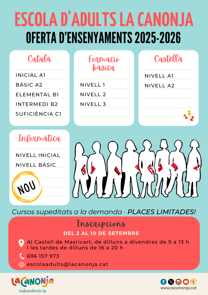  Preinscripcions a l'Escola d'Adults. Curs 2025/26