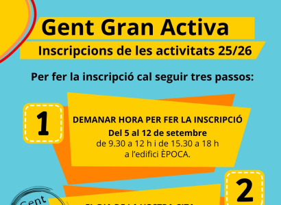 Cita per a les inscripcions de les activitats de la Gent Gran Activa
