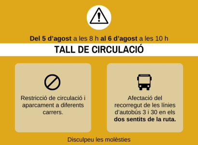 5 i 6 d'agost: afectactacions al trànsit i al recorregut de l'autobus per la Festa de Masricart