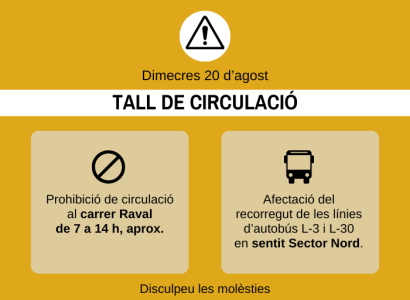 20 d'agost: afectacions al trànsit i al recorregut de l'autobús