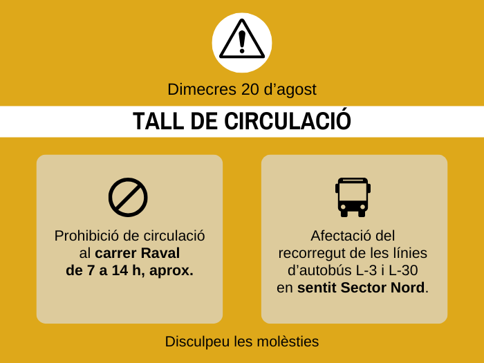 20 d'agost: afectacions al trànsit i al recorregut de l'autobús