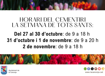 Horari del cementiri la setmana de Tots Sants