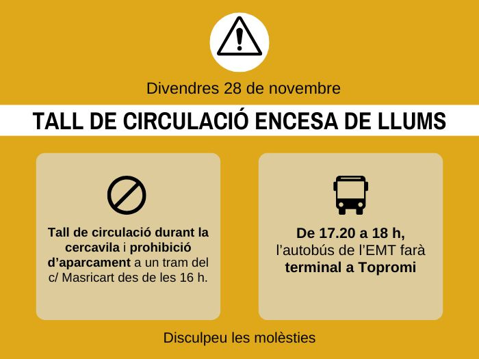 28 de novembre a la tarda: afectacions al trànsit i al recorregut de l'autobús