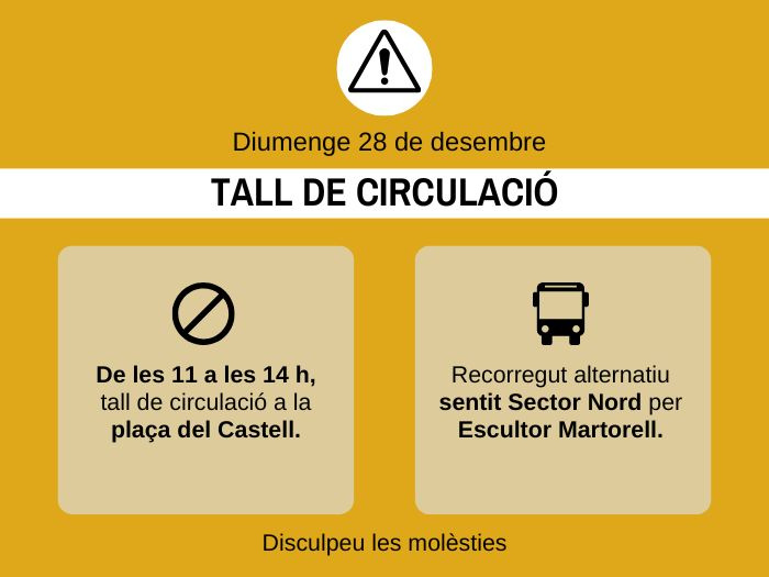 28 de desembre al mat&iacute;: afectacions al tr&agrave;nsit i al recorregut de l'autob&uacute;s