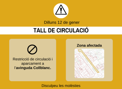 12 de gener: afectacions al tr&agrave;nsit i a l'aparcament a l'avinguda Collblanc