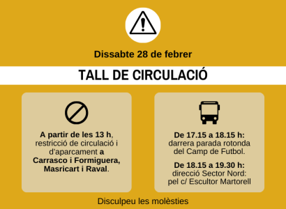 28 de febrer: afectacions al tr&agrave;nsit i al recorregut de l'autob&uacute;s amb motiu de la cercavila del Mico