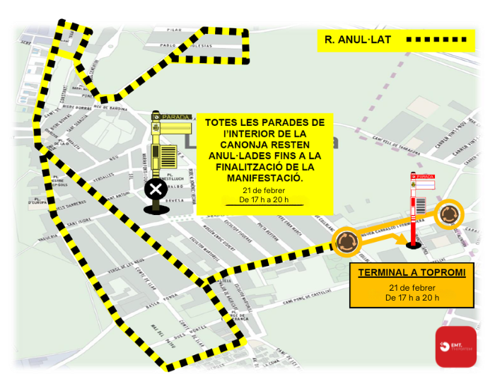 21 de febrer, de 17 a 20 h, &uacute;ltima parada de l'autob&uacute;s de l'EMT: TOPROMI
