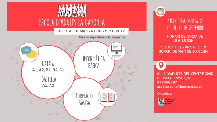 Cursos formatius a l'Escola d'Adults de la Canonja